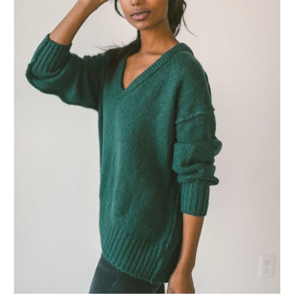 Free People brookside tunic pine needle green sweater XS - Picture 1 of 12